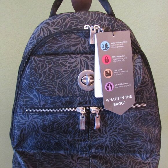 NWT Baggallini Naples Convertible Small Backpack Handbag Sling Midnight Blossom - Picture 7 of 14